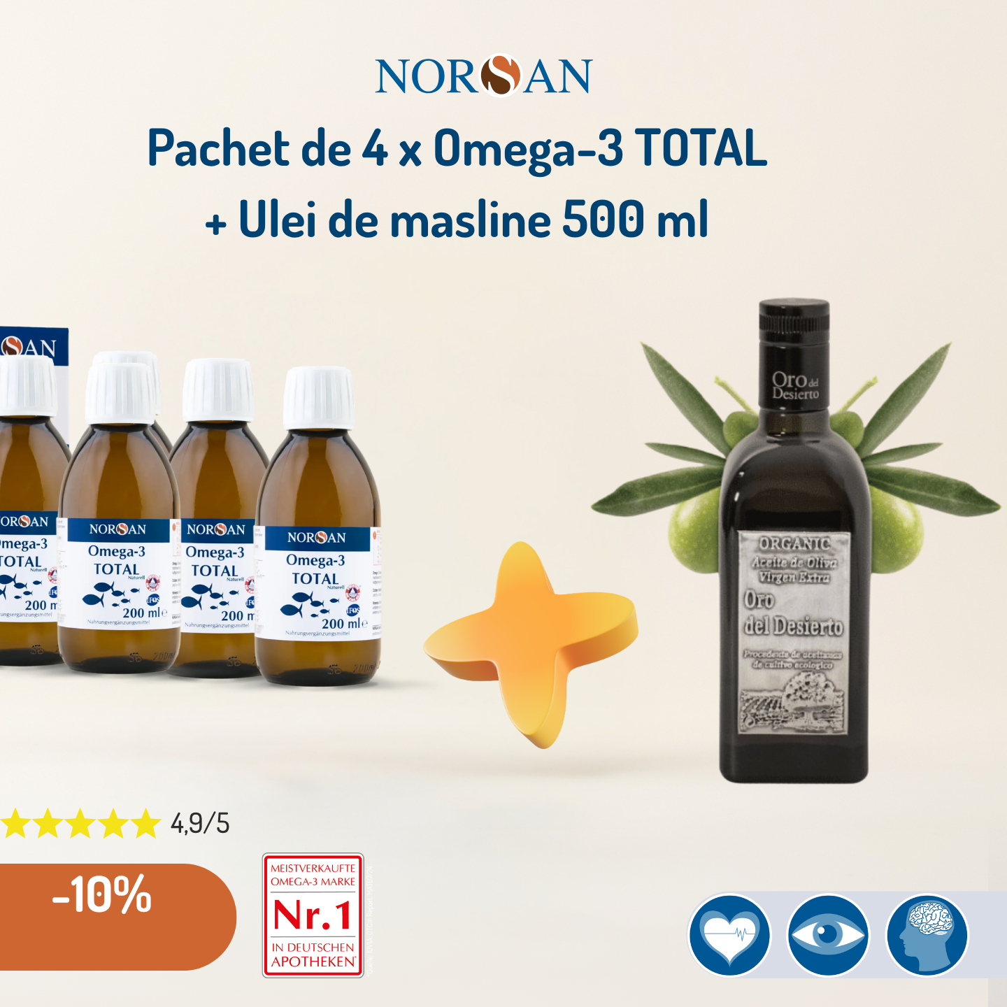 Pachet Promotional 4 x Norsan Total Oil + Ulei masline 500 ml
