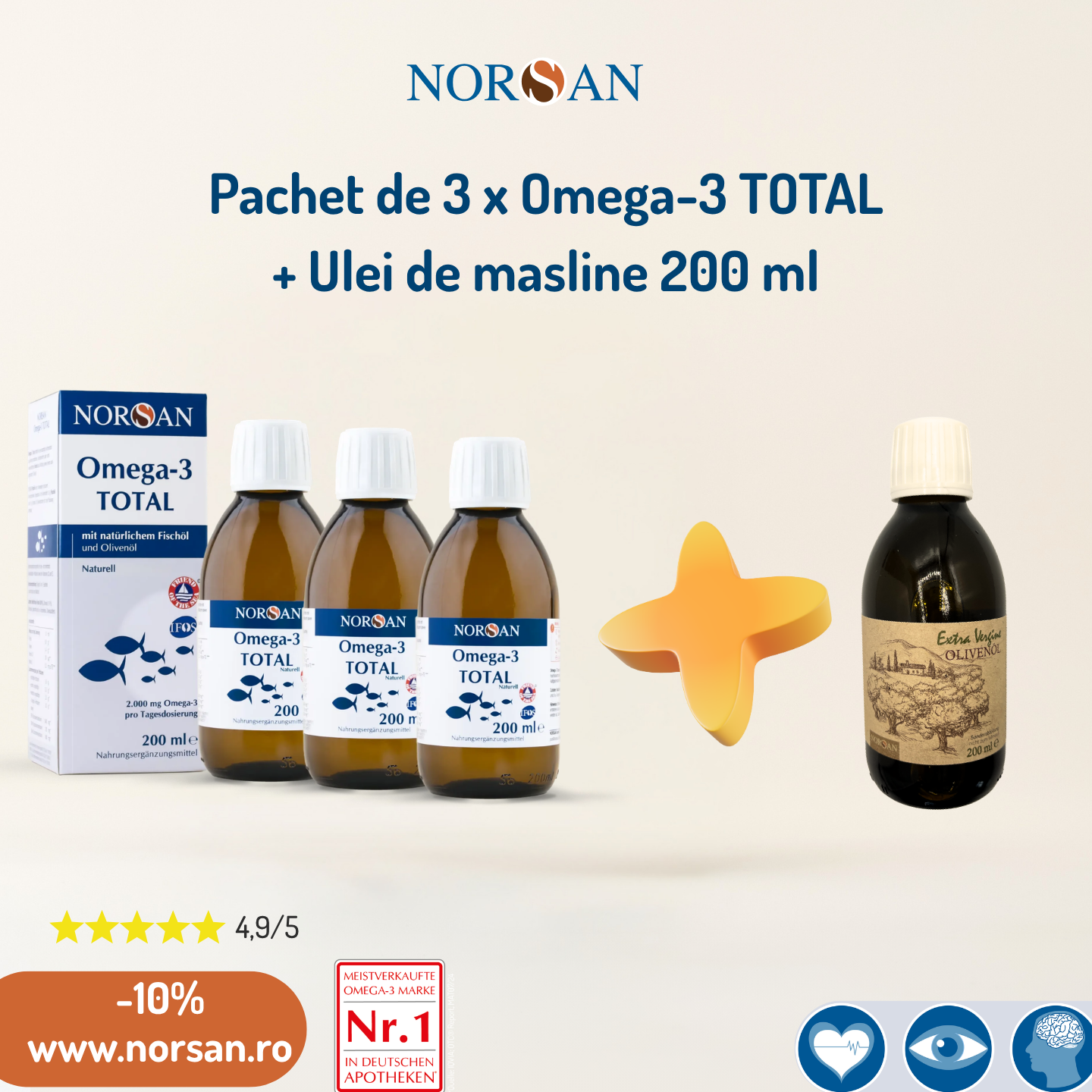 Pachet Promotional 3 x Norsan Total Oil + Ulei masline 200 ml