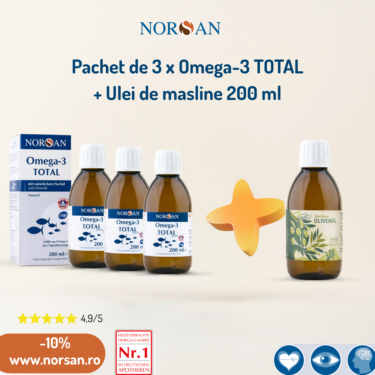 Pachet Promotional 3 x Norsan Total Oil + Ulei masline 200 ml