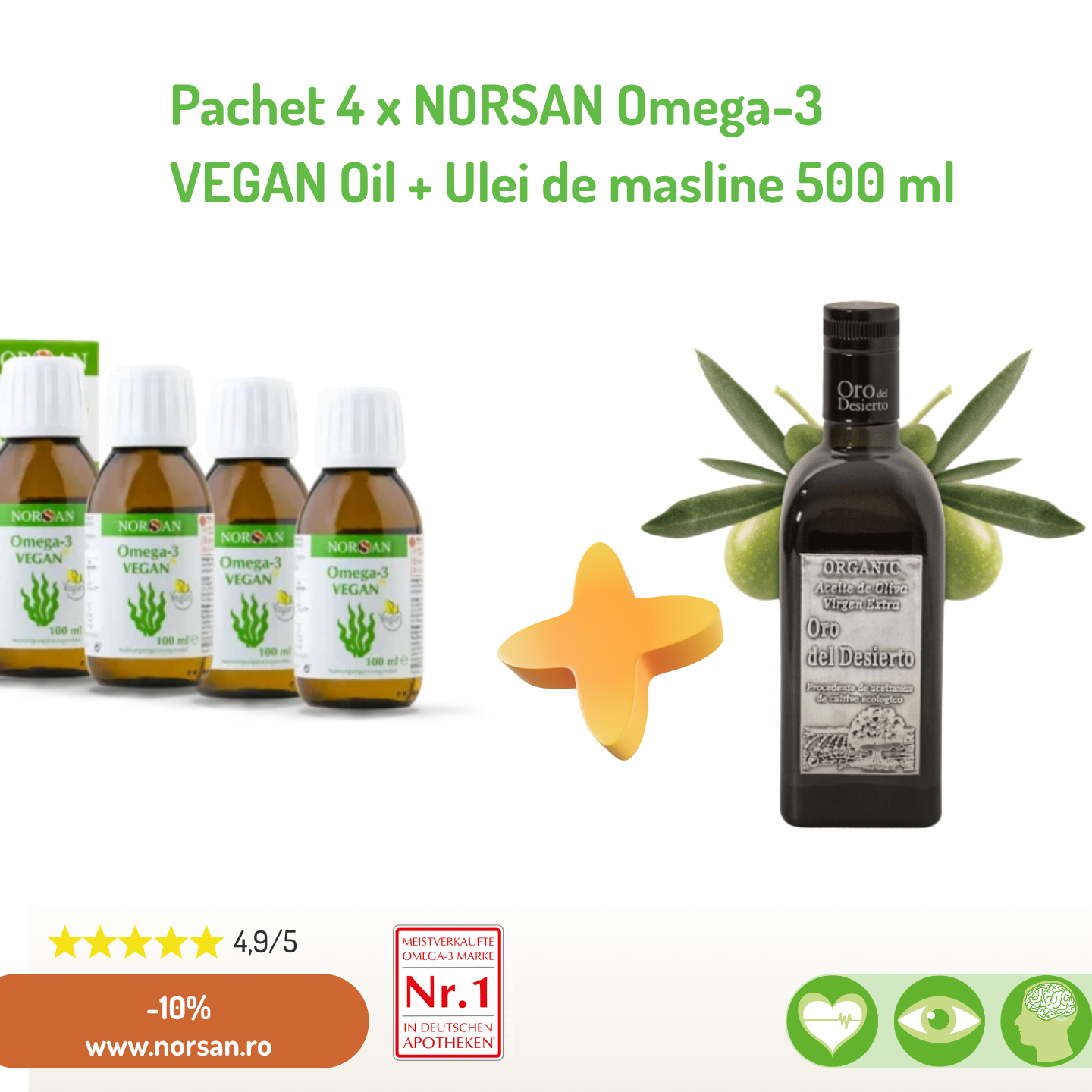 Pachet Promotional 4 x Norsan Vegan Oil + Ulei masline 500 ml